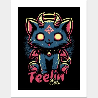 Feelin' Evil - Cute Cat Posters and Art